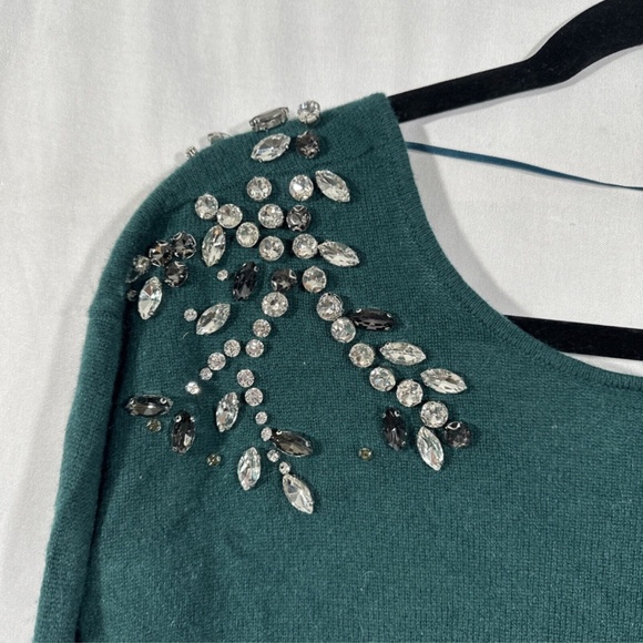 NWT‎ CHARTER CLUB [ Small ] 100% Cashmere Embellished Two-Way Sweater Green - Picture 3 of 15
